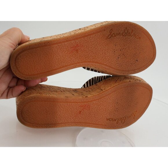 Sam Edelman Women's Reid Sandal Size 8 Cork Wedge Platform Slide Tan Brown Calf - Picture 8 of 12